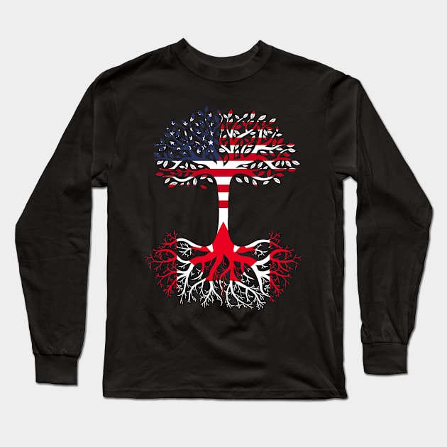 American Grown Canada Roots Canada Flag Long Sleeve T-Shirt by BramCrye